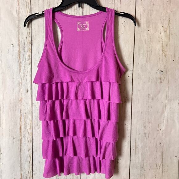 Decree Purple Ruffled Tank Top with Racerback Sz M - Picture 6 of 7